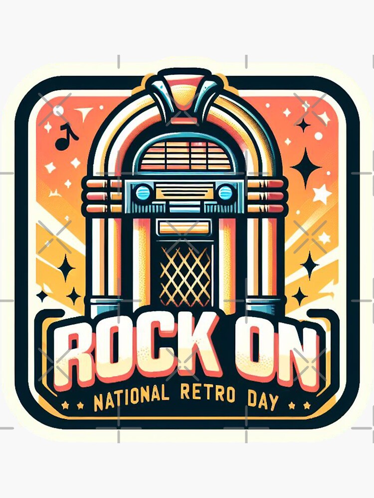 Thumbnail 3 of 3, Sticker, Jukebox Jamboree rock on designed and sold by Coollzone.