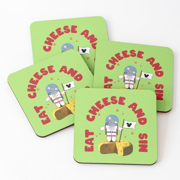 Item preview, Funny astronaut mouse with a flag and on a piece of cheese with the red text EAT CHEESE AND SIN designed and sold by Martapp.
