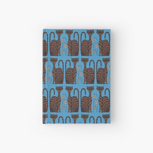 Retro Tabby Cats in Blue Hardcover Journal