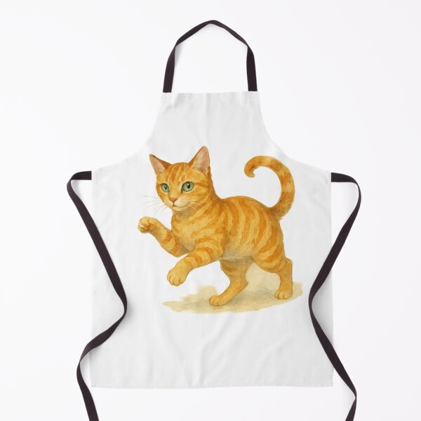 Item preview, A watercolor illustration of a Ginger tabby cat with warm amber fur and emerald eyes designed and sold by GentleMuse.