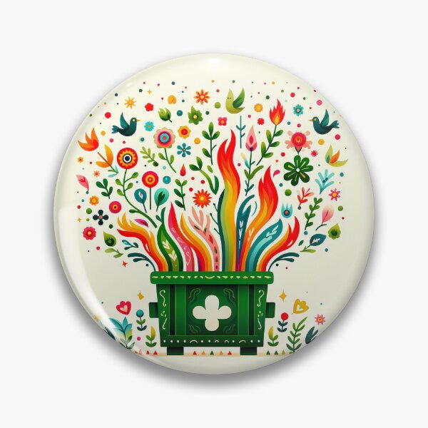 Item preview, Scandinavian Folk Art Bursting Abstract Flower Dumpster Fire by heidiannemorris © designed and sold by FOLK ART FUSION by heidiannemorris.