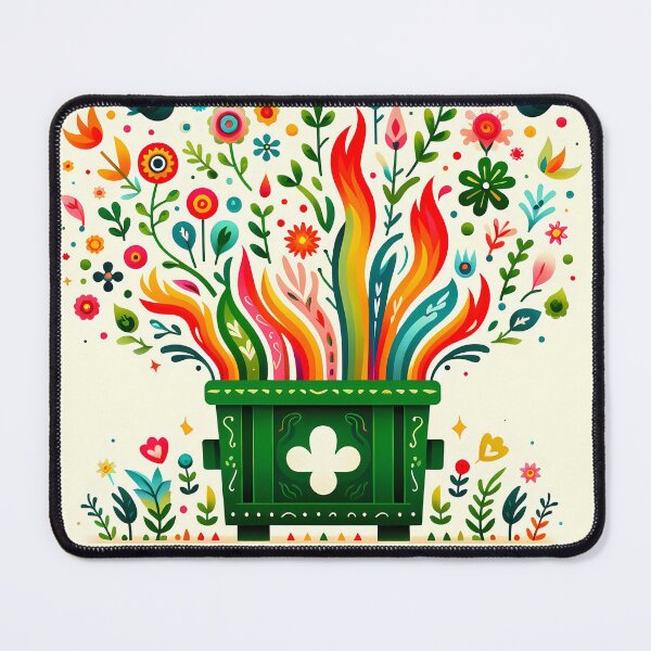 Item preview, Scandinavian Folk Art Bursting Abstract Flower Dumpster Fire by heidiannemorris © designed and sold by FOLK ART FUSION by heidiannemorris.