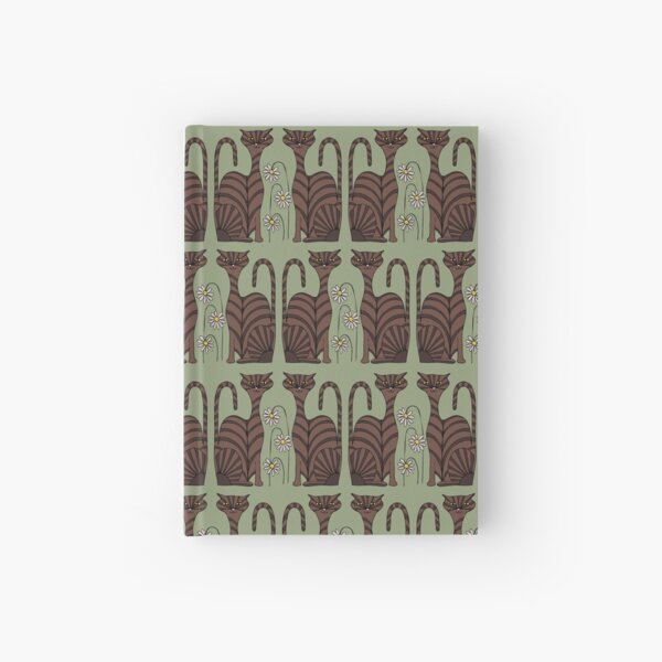 Retro Tabby Cats in Soft Green Hardcover Journal