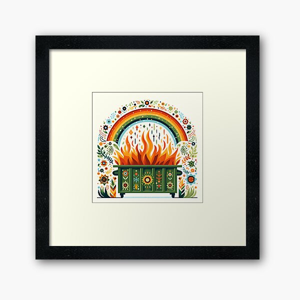 Item preview, Scandinavian Folk Art Vibrant Rainbow Dumpster Fire by heidiannemorris © designed and sold by FOLK ART FUSION by heidiannemorris.