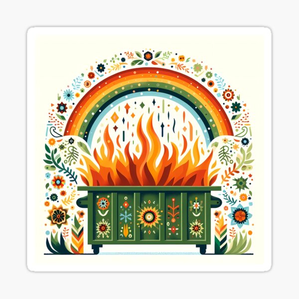 Item preview, Scandinavian Folk Art Vibrant Rainbow Dumpster Fire by heidiannemorris © designed and sold by FOLK ART FUSION by heidiannemorris.