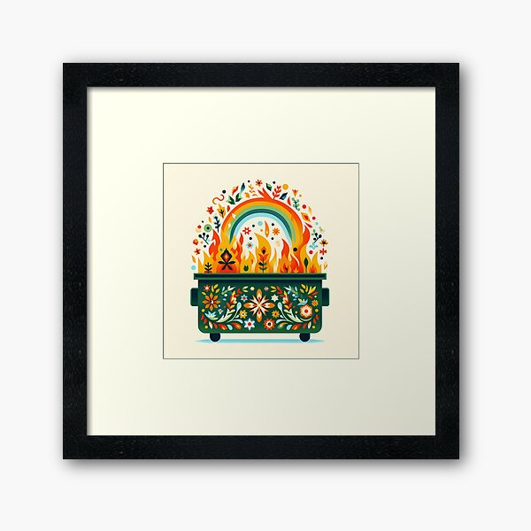 Item preview, Scandinavian Folk Art Patterned Green Dumpster Fire by heidiannemorris © designed and sold by FOLK ART FUSION by heidiannemorris.