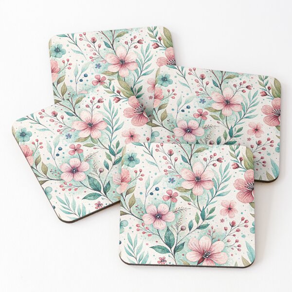 Item preview, Delicate flower pattern, romantic textile print design, watercolor flowers for clothing decoration, vintage floral design, shabby chic flower pattern, pastel flowers for home accessories designed and sold by Connys Colorful World.