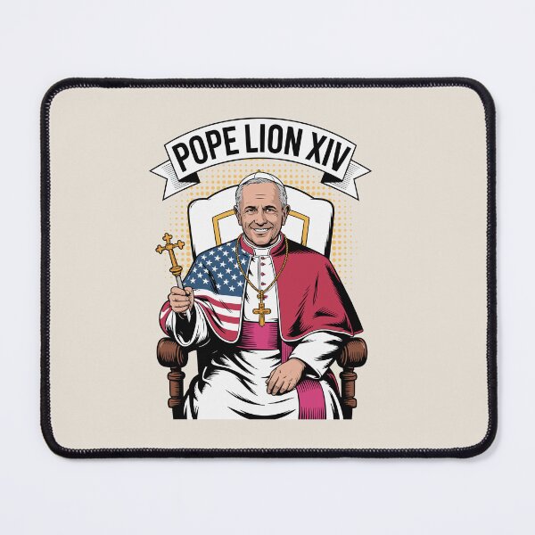 Item preview, POPE LION XIV – Bold Pop-Art Religious Design in Red, White, and Blue designed and sold by paulo silveira.