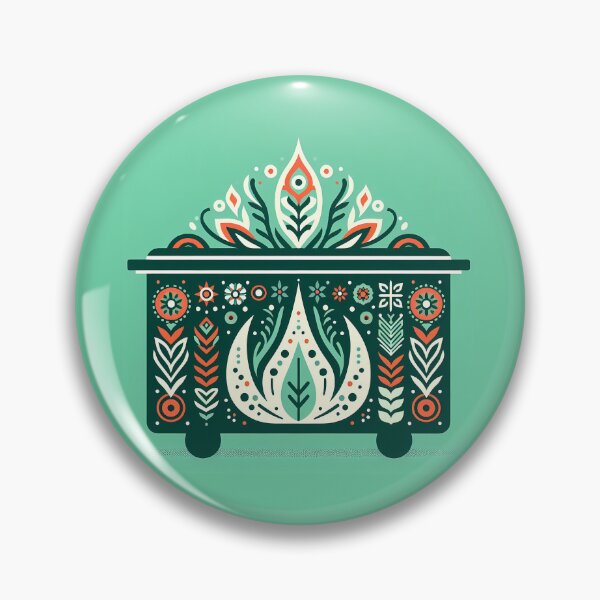 Item preview, Scandinavian Folk Art Elegant Motif Green Dumpster Fire by heidiannemorris © designed and sold by FOLK ART FUSION by heidiannemorris.