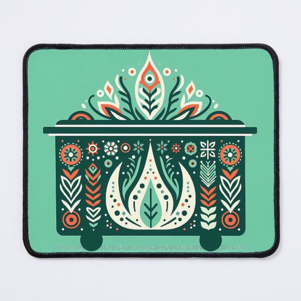 Item preview, Scandinavian Folk Art Elegant Motif Green Dumpster Fire by heidiannemorris © designed and sold by FOLK ART FUSION by heidiannemorris.