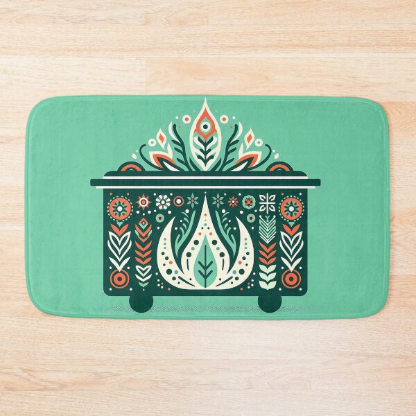 Item preview, Scandinavian Folk Art Elegant Motif Green Dumpster Fire by heidiannemorris © designed and sold by FOLK ART FUSION by heidiannemorris.