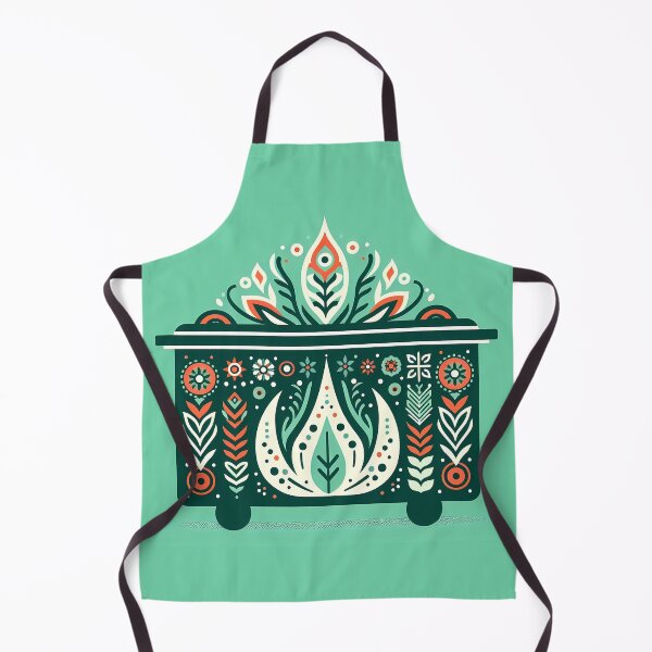 Item preview, Scandinavian Folk Art Elegant Motif Green Dumpster Fire by heidiannemorris © designed and sold by FOLK ART FUSION by heidiannemorris.