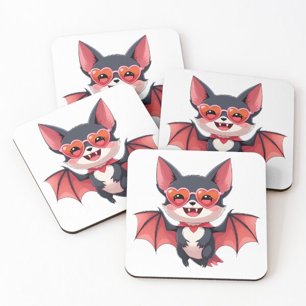 Item preview, Cute vampire bat with tiny fangs wearing heart-shaped sunglasses designed and sold by EnigmaVoid.