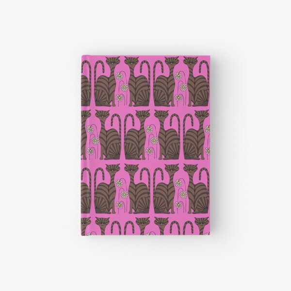 Retro Tabby Cats in Pink Hardcover Journal
