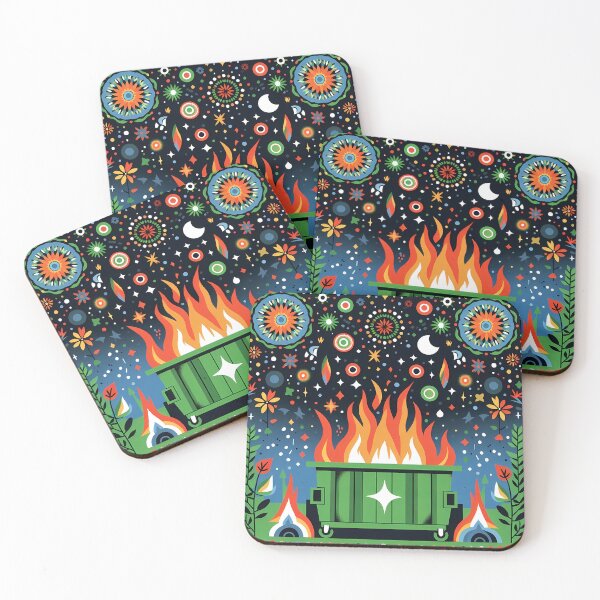 Item preview, Scandinavian Folk Art Celestial Starry Night Dumpster Fire by heidiannemorris © designed and sold by FOLK ART FUSION by heidiannemorris.