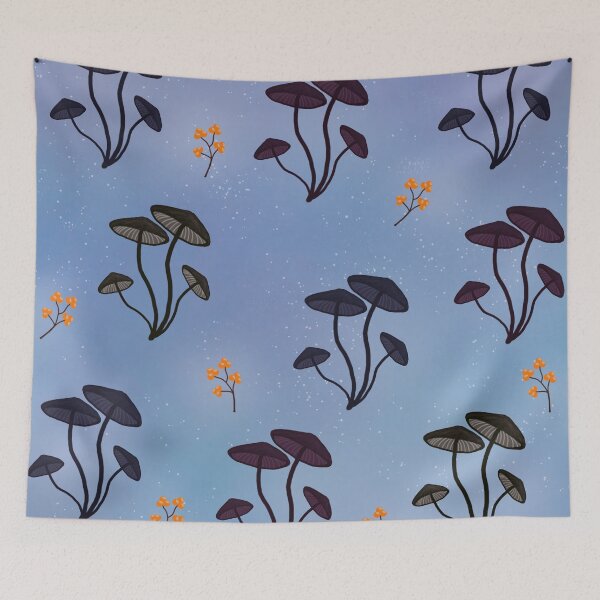 Item preview, Autumn mushroom and flower print designed and sold by Martapp.