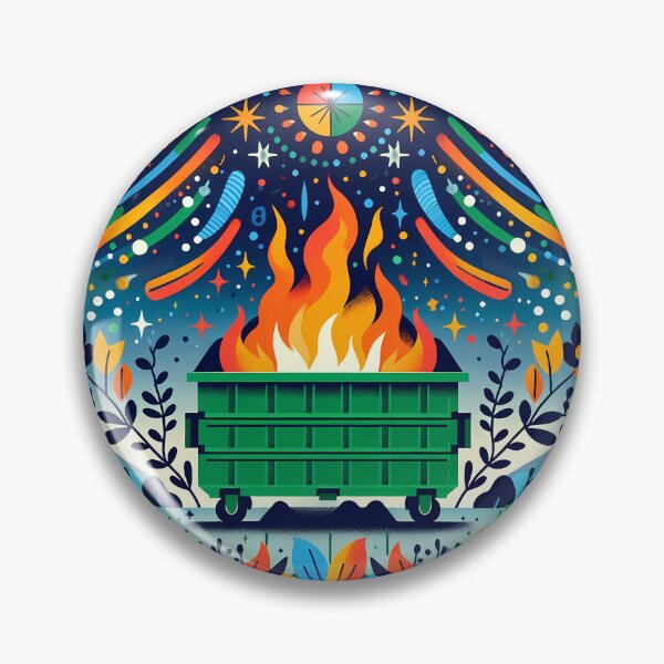 Item preview, Scandinavian Folk Art Colorful Geometric Green Dumpster Fire by heidiannemorris © designed and sold by FOLK ART FUSION by heidiannemorris.