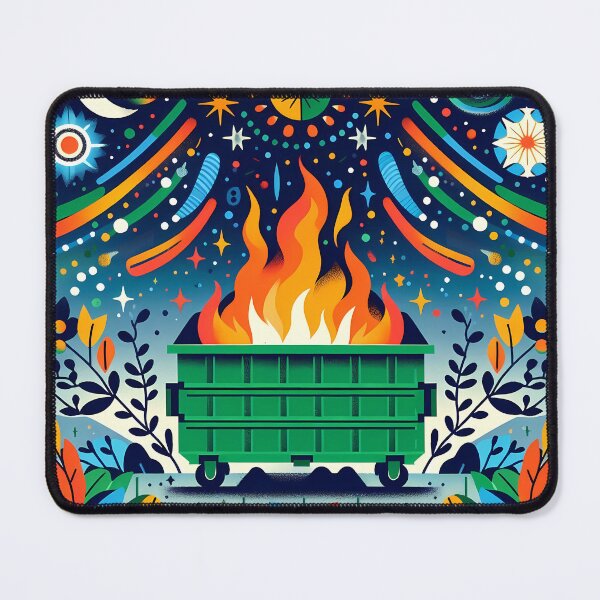 Item preview, Scandinavian Folk Art Colorful Geometric Green Dumpster Fire by heidiannemorris © designed and sold by FOLK ART FUSION by heidiannemorris.