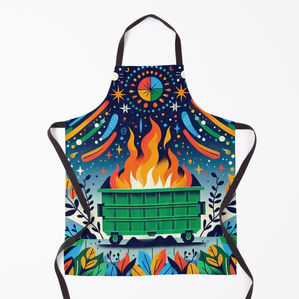 Item preview, Scandinavian Folk Art Colorful Geometric Green Dumpster Fire by heidiannemorris © designed and sold by FOLK ART FUSION by heidiannemorris.