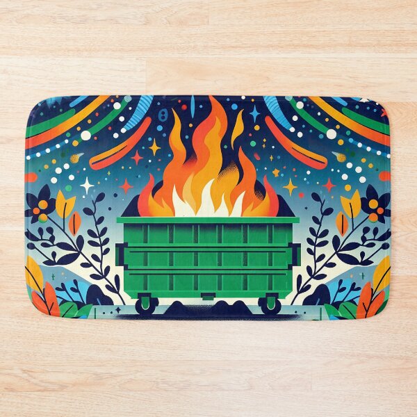 Item preview, Scandinavian Folk Art Colorful Geometric Green Dumpster Fire by heidiannemorris © designed and sold by FOLK ART FUSION by heidiannemorris.