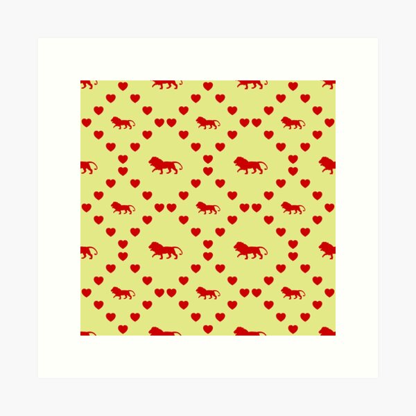Aperçu de l'œuvre Löwe Nahtloses Herzmuster|Motif de cœur sans couture Lion|Lion Seamless Heart Pattern|Leone Modello di cuore senza cuciture créée et vendue par TheIconSmith.