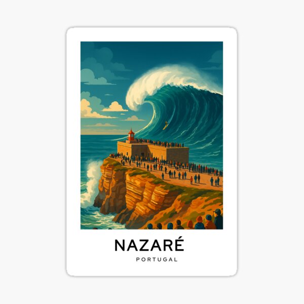 Aperçu de l'œuvre NAZARÉ PORTUGAL Affiche d’art numérique créée et vendue par TravelMarvel.
