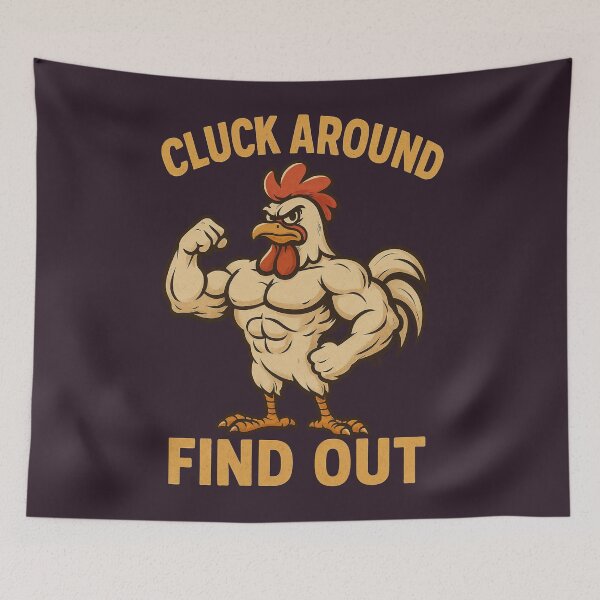 Item preview, Cluck Around Find Out – Muscular Rooster Funny Farm Gym Design designed and sold by Victor Shadehorn.