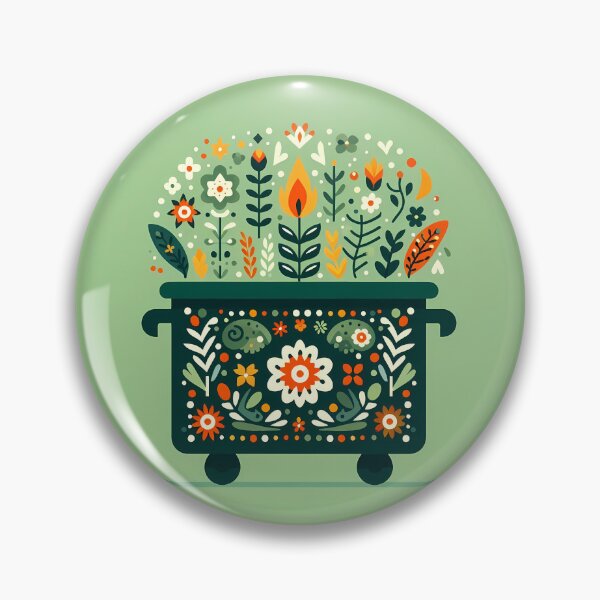 Item preview, Scandinavian Folk Art Blossoming Garden Dumpster Fire by heidiannemorris © designed and sold by FOLK ART FUSION by heidiannemorris.