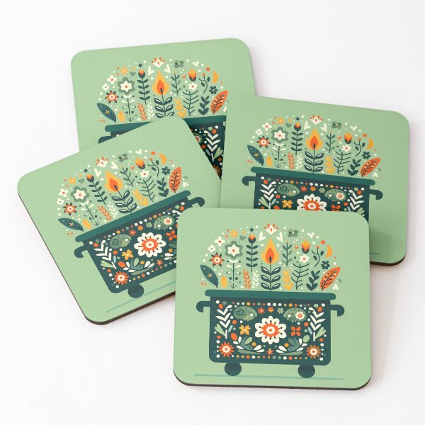 Item preview, Scandinavian Folk Art Blossoming Garden Dumpster Fire by heidiannemorris © designed and sold by FOLK ART FUSION by heidiannemorris.