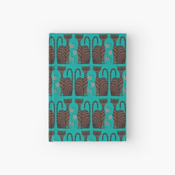 Retro Tabby Cats in Teal Hardcover Journal
