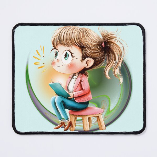 Item preview, Cute Writer Girl – Whimsical Cartoon Art designed and sold by ChenEngEng.
