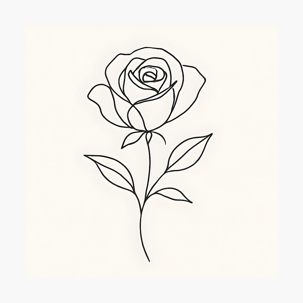  Elegant Rose Line Art Poster