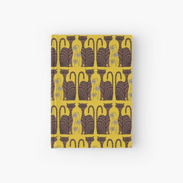 Retro Tabby Cats in Yellow Hardcover Journal
