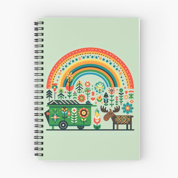 Item preview, Scandinavian Folk Art Rainbow Moose Dumpster Fire by heidiannemorris © designed and sold by FOLK ART FUSION.