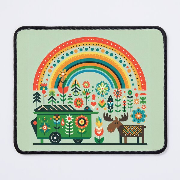 Item preview, Scandinavian Folk Art Rainbow Moose Dumpster Fire by heidiannemorris © designed and sold by FOLK ART FUSION by heidiannemorris.