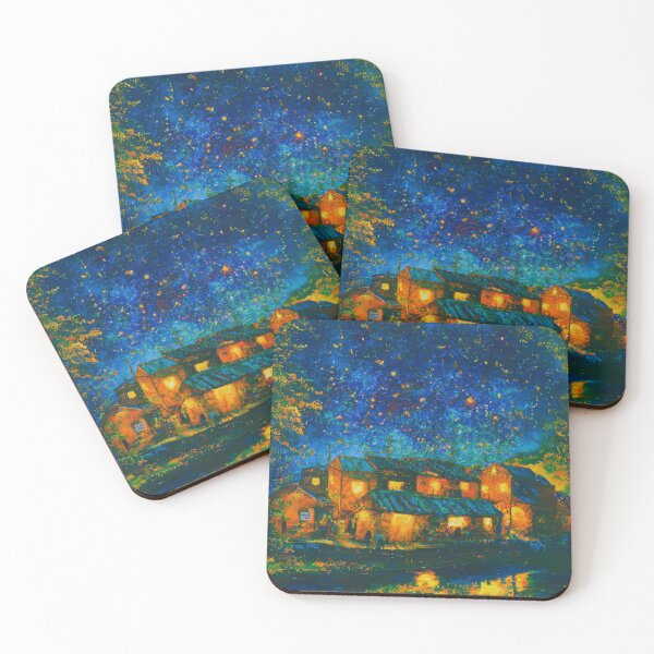 Item preview, A peaceful Starry Night of japanese town view designed and sold by MerryCrown.