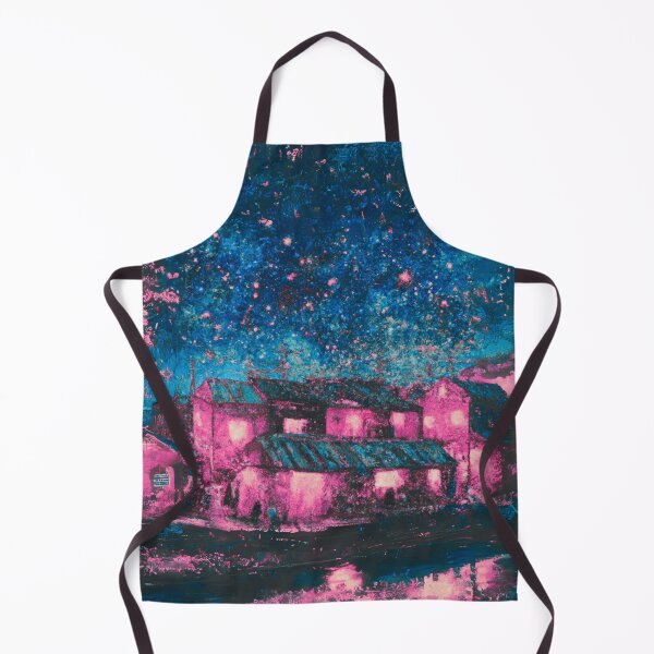 Item preview, A peaceful Starry Night of japanese town view in pink designed and sold by MerryCrown.