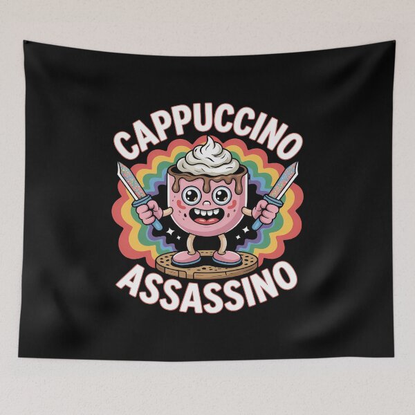 Item preview, Cappuccino Assassino - A perfect gift for anyone who loves coffee, chaotic memes, and absurd Italian humor wrapped in a killer-cute design. designed and sold by ZyziowskyArt.