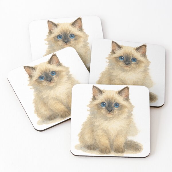Item preview, A watercolor illustration of a Ragdoll kitten designed and sold by GentleMuse.