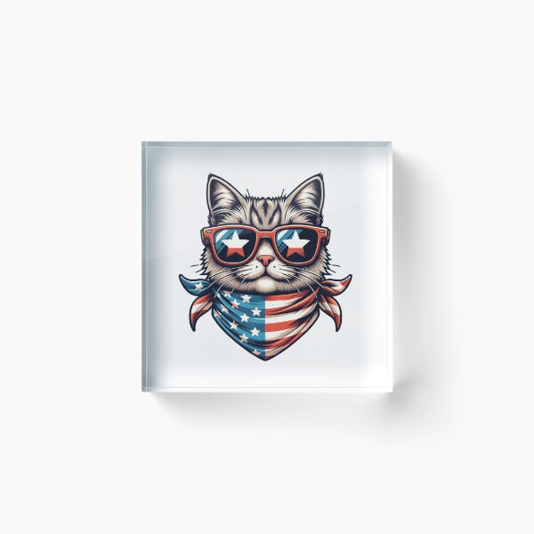 Item preview, Patriotic Paws: Cool Cat in USA Shades designed and sold by Shabby Script Archive | Digital Designer .