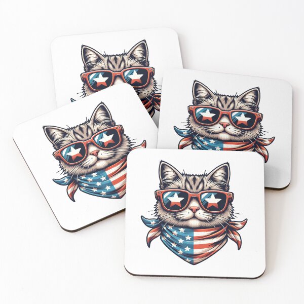 Item preview, Patriotic Paws: Cool Cat in USA Shades designed and sold by Shabby Script Archive | Digital Designer .