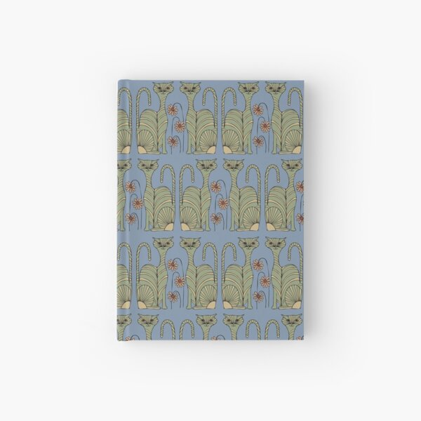 Retro Colorful Cats in Blue and Green Hardcover Journal