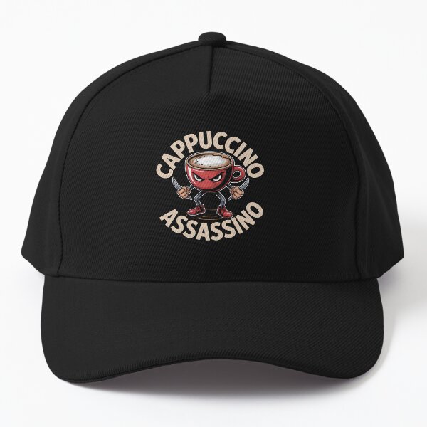 Cappuccino Assassino Baseball Cap - Funny Meme Printed Adjustable Black