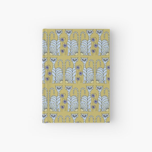 Retro Colorful Cats in Green and Pale Blue Hardcover Journal