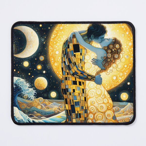 Item preview, The Kiss Reimagined – Klimt-Inspired Asian Couple designed and sold by EmeraldeaArt.