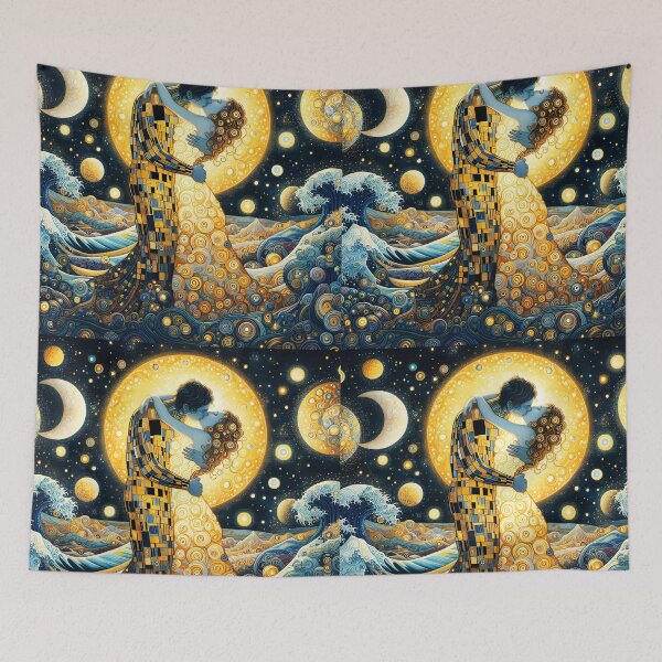 Item preview, The Kiss Reimagined – Klimt-Inspired Asian Couple designed and sold by EmeraldeaArt.