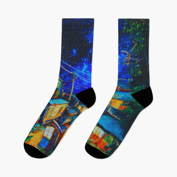 Item preview, The blue Starry Night of japanese town view designed and sold by MerryCrown.