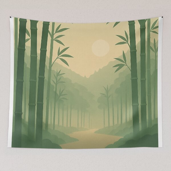 Item preview, Morning Bamboo Grove – Square Japanese Landscape designed and sold by NipponPop.