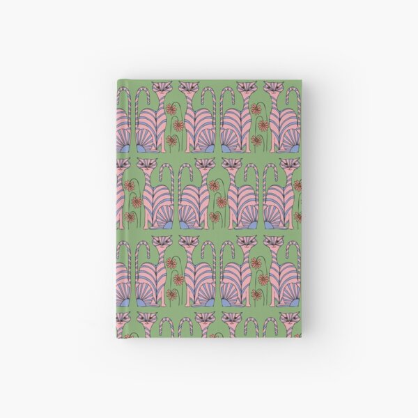 Retro Colorful Cats in Pink, Blue and Green Hardcover Journal