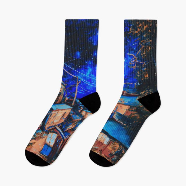 Item preview, The blue Starry Night of japanese town view in autumn designed and sold by MerryCrown.